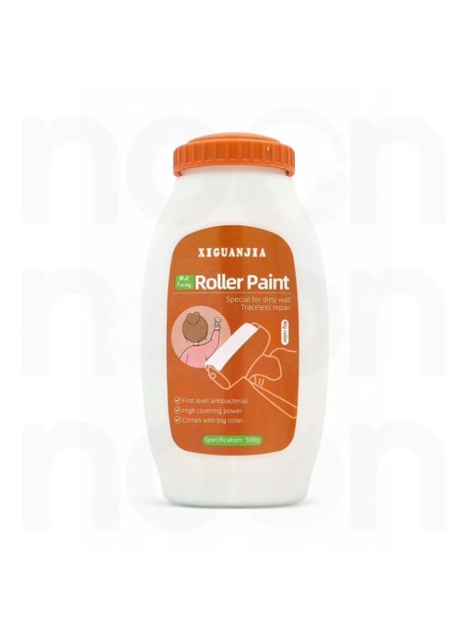 XIGUANJIA Drywall Repair Kit, Upgrade 500g Large Capacity White Paint with Roller, Wall Surface Scratch Quick and Easy Solution, Small Roller Brush Repair Kit - White - Image 5